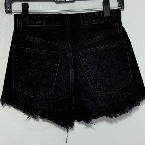 Zara Jean Shorts Women's Size 0 Black Distressed Cut Off High Waist Button Fly - Picture 2 of 4